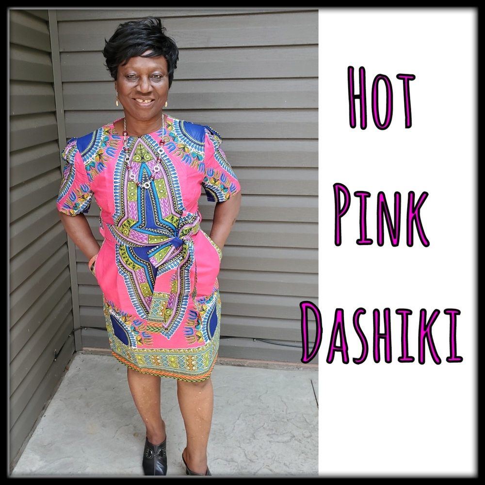 Knee Length Dashiki - Blue or Pink